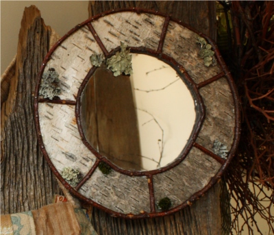 Kit Patten - Handcrafted birchwood mirrors and picture frames. Round Birchwood Mirror