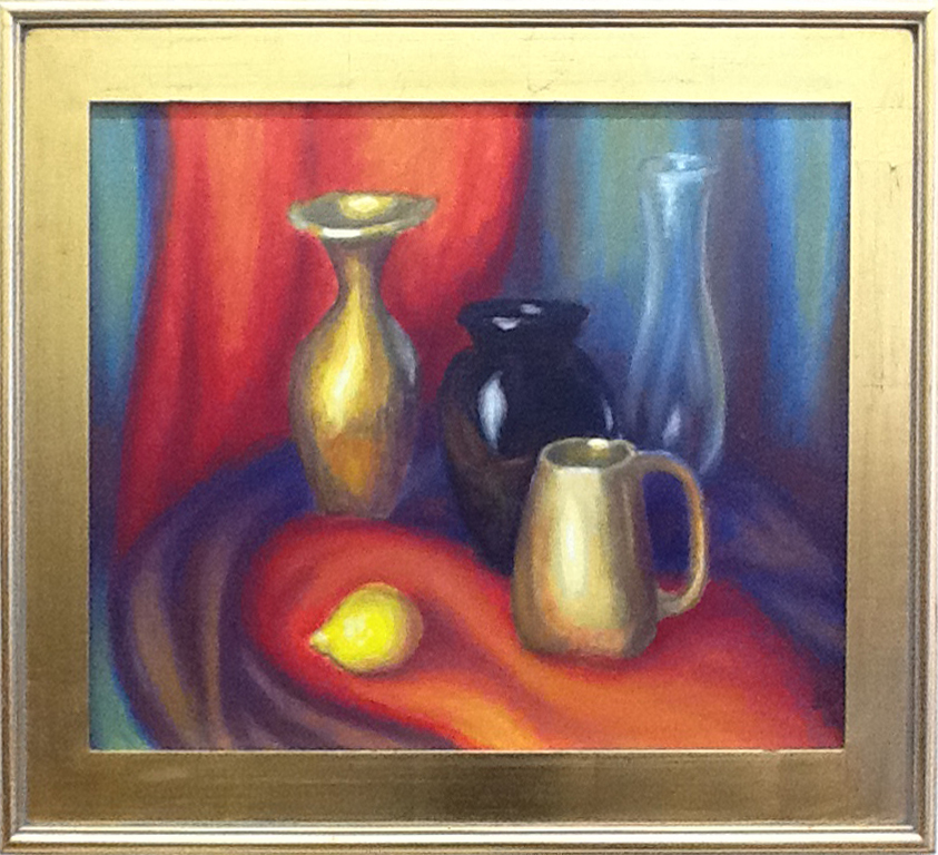 Dmitri Freund - Large portfolio of colorful paintings Vases Cup and Lemon Still Life painting.